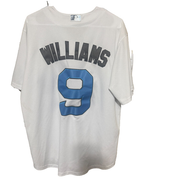 Majestic Red Sox Jersey Ted Williams #9 MLB Cool Base L White Lt Blue Throwback - Picture 2 of 7